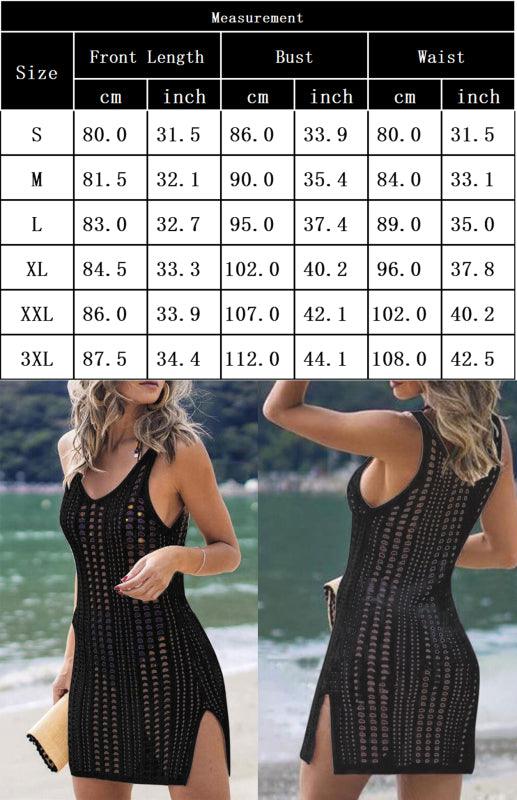 Women's Knitted Hollow Beach Cover Up Tank Top Blouse Dress