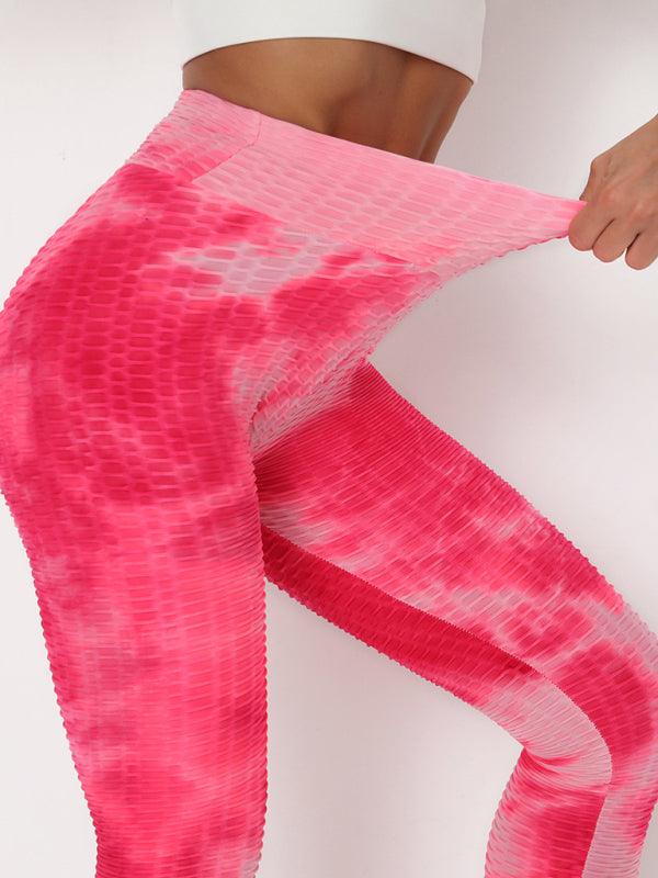 Women's Ink Jacquard Tie-dye Bubble Fitness Trousers