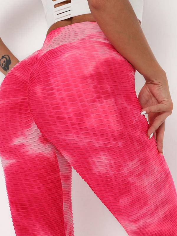Women's Ink Jacquard Tie-dye Bubble Fitness Trousers