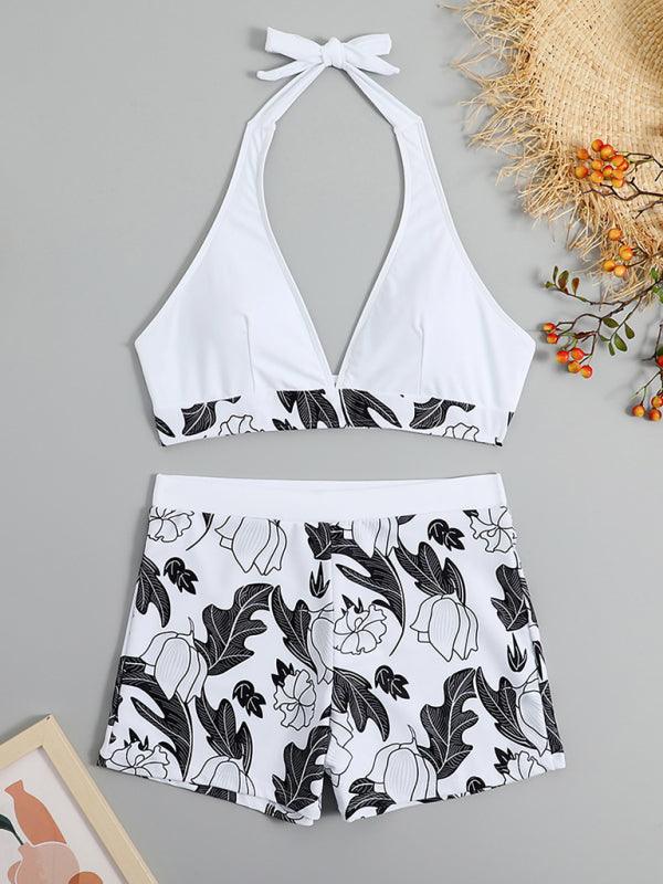 Women's Printed Bikini Top And High-waist Bottoms Shorts Set - SALA