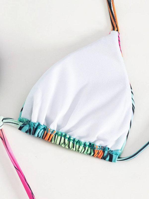 Women's Psychedelic Bikini With Fringed One-Piece Swimsuit Design - SALA