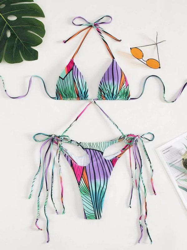 Women's Psychedelic Bikini With Fringed One-Piece Swimsuit Design - SALA