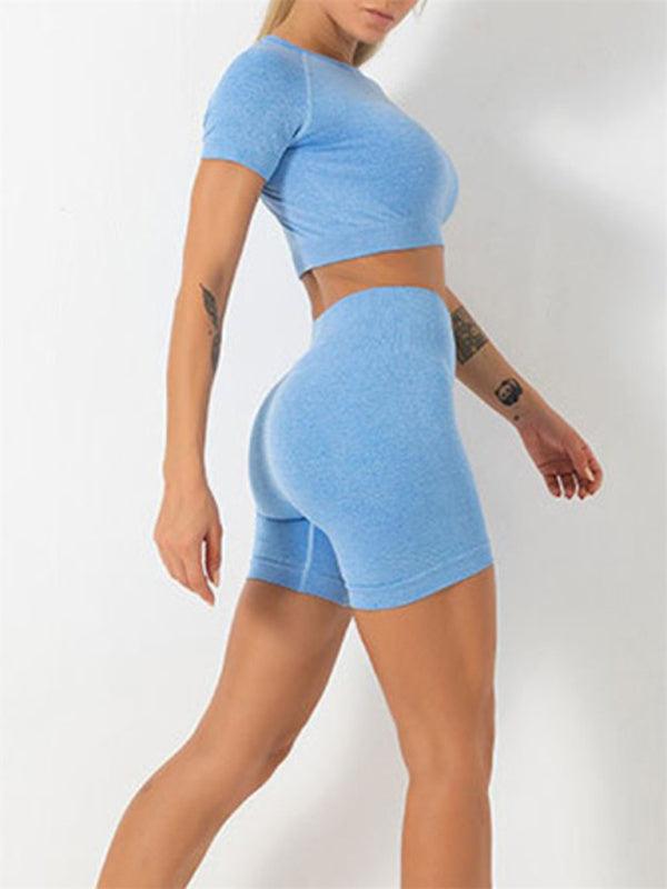 Women's Quick Dry Short Sleeve Yoga Top + Shorts (2-Piece Set) - SALA