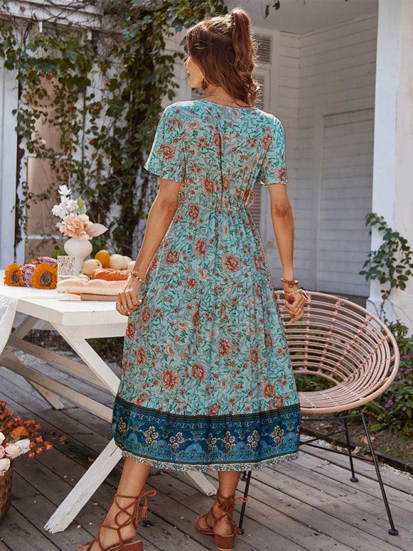 Women's Short-Sleeved Bohemian Dress - SALA