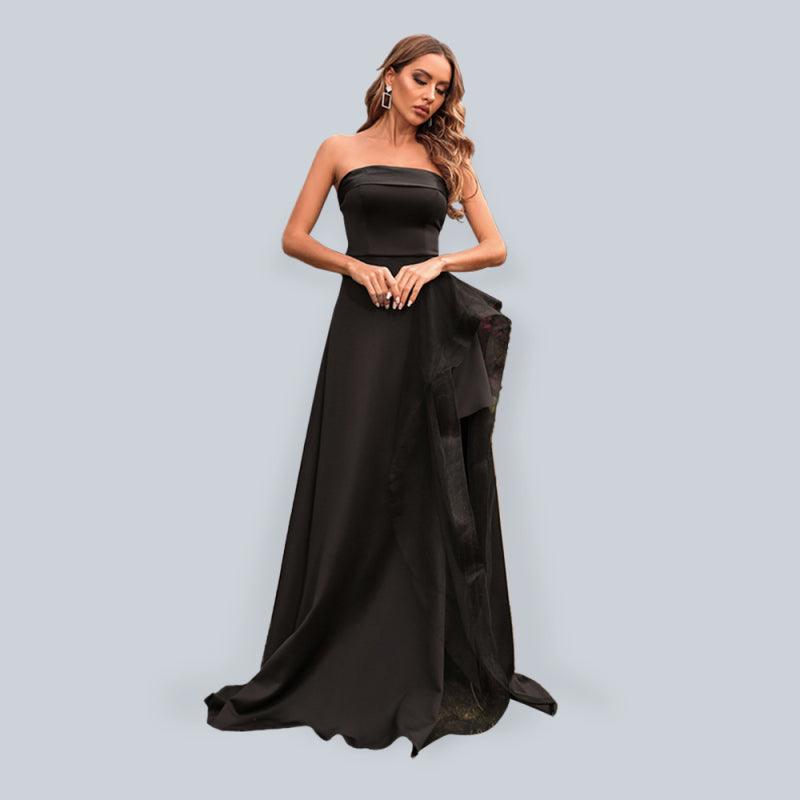 Women’s Sleeveless Silk Mini Dress With Sheer Maxi Drape Train - SALA