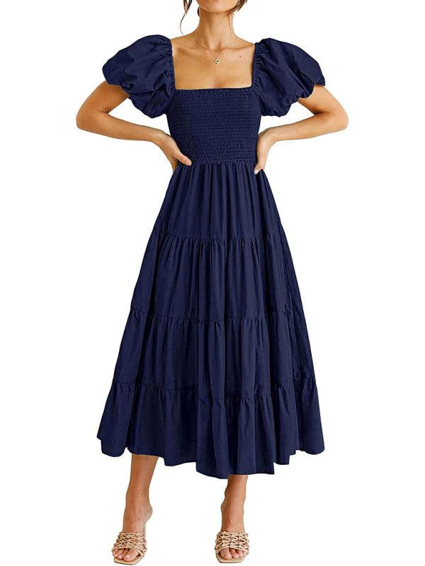 Women's Smocked Puff Sleeve Midi Dress - SALA