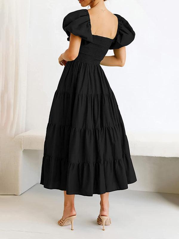 Women's Smocked Puff Sleeve Midi Dress - SALA