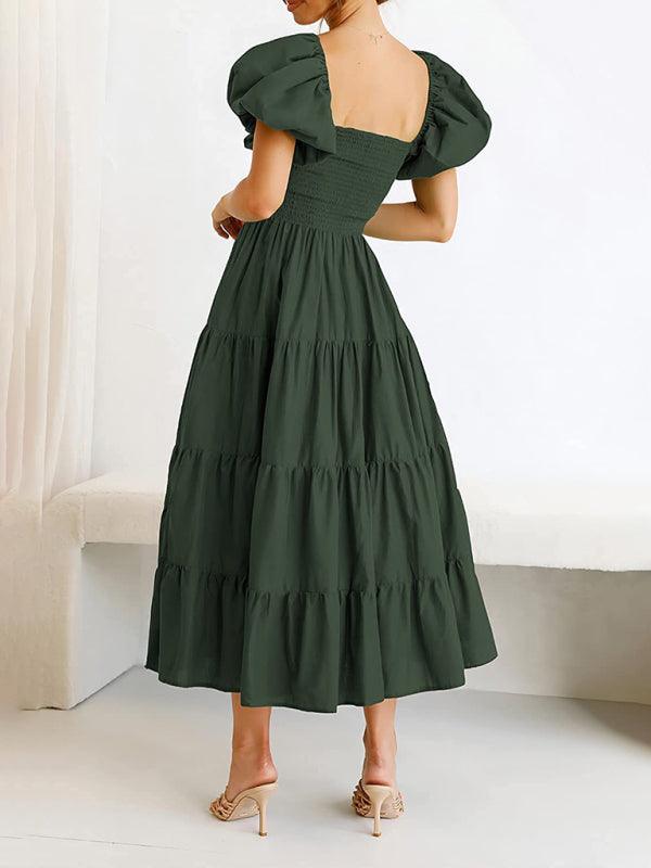 Women's Smocked Puff Sleeve Midi Dress - SALA