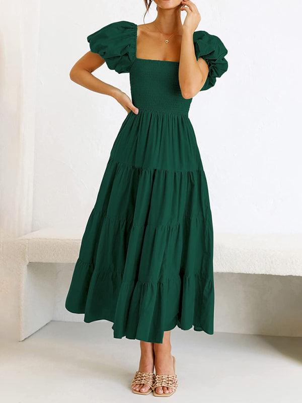 Women's Smocked Puff Sleeve Midi Dress - SALA