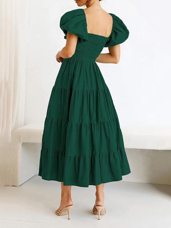 Women's Smocked Puff Sleeve Midi Dress - SALA