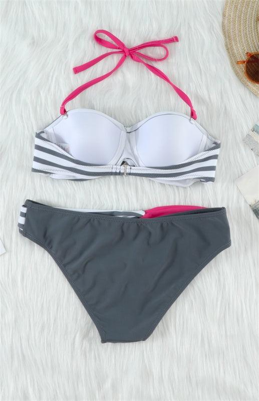 Women's Bikini Stripe Split Swimsuit