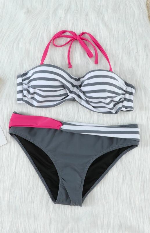 Women's Bikini Stripe Split Swimsuit