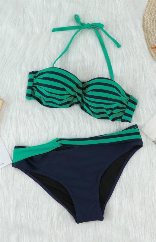 Women's Bikini Stripe Split Swimsuit