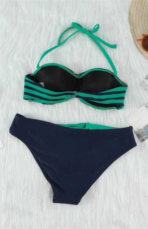 Women's Bikini Stripe Split Swimsuit