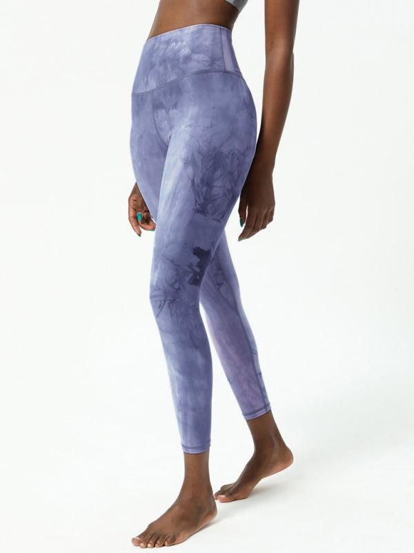 Women's Tie Dye Yoga Pants With High Waist & Hip Raise Design - SALA