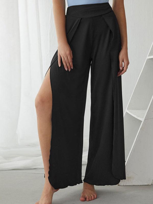 Women's Wide Leg Pants With Slit Cut & Loose Design - SALA