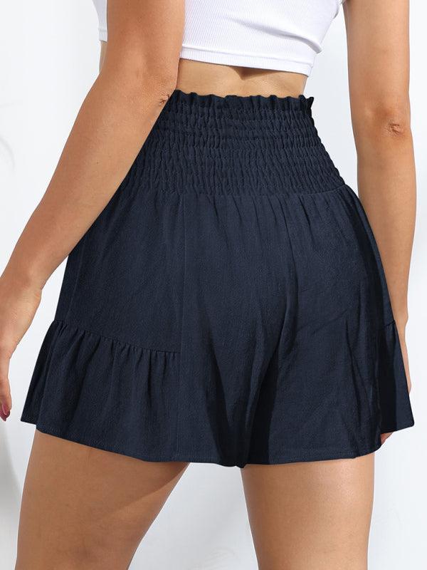 Women's Wide Leg Skorts With Ruffled Straps - SALA