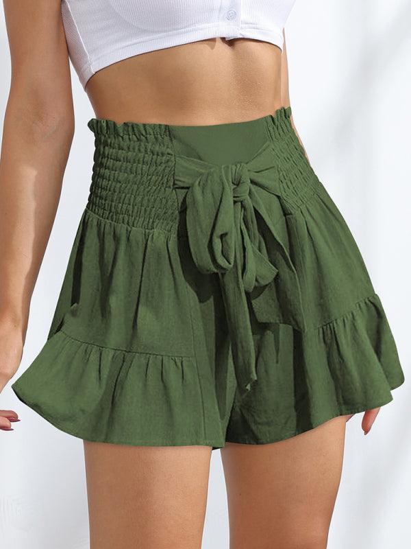 Women's Wide Leg Skorts With Ruffled Straps - SALA