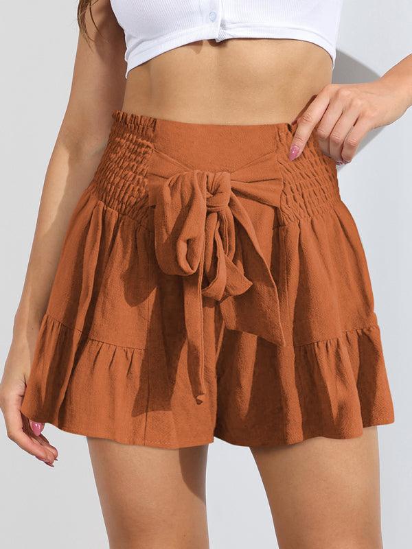 Women's Wide Leg Skorts With Ruffled Straps - SALA