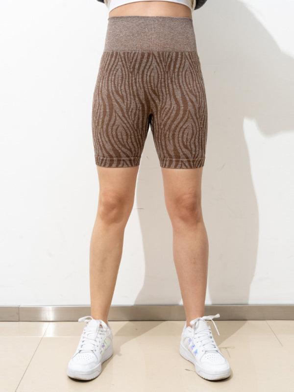 Women's Zebra Print High Waist Yoga Shorts - SALA